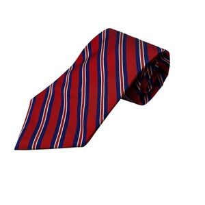 Polo Ralph Lauren Mens‎ Necktie Red Blue White Striped VTG